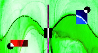 Alkol mürekkebinin sunduğu yüksek kaliteli akış sanatı tasarımcıya modern bir soyut arkaplan sağlar..