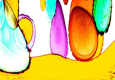 Alkol mürekkebinin sunduğu yüksek kaliteli akış sanatı tasarımcıya modern bir soyut arkaplan sağlar..