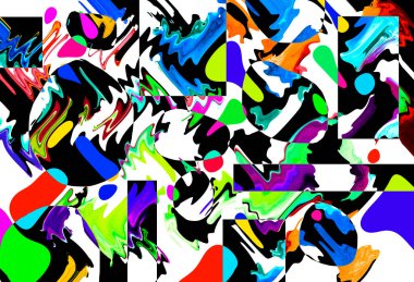 Modern tasarım çizimi. Çizgi ve renk bloğu geometrik şekiller. Pop sanat