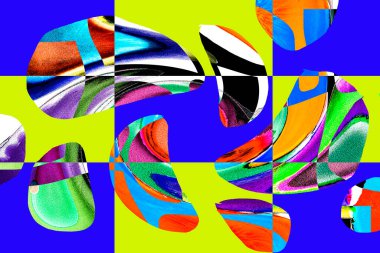 Modern tasarım çizimi. Çizgi ve renk bloğu geometrik şekiller. Pop sanat