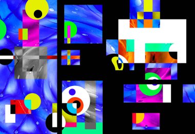 Modern tasarım çizimi. Çizgi ve renk bloğu geometrik şekiller. Pop sanat