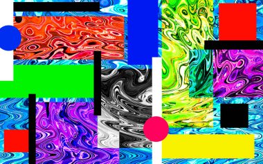 Modern tasarım çizimi. Çizgi ve renk bloğu geometrik şekiller. Pop sanat