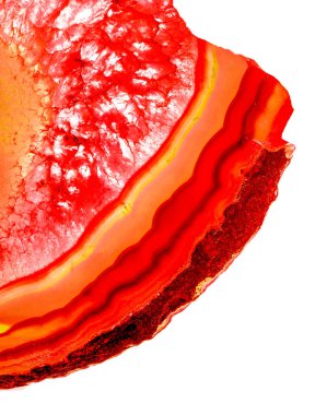 Kristal enine kesit arkaplanı. Doğal saydam agat kristal yüzey dilimi. Madenin makro yakın çekimi, soyut yapı