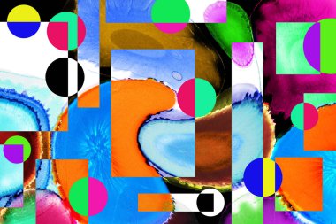 Modern soyut resim. Renkli akıcı sanat resimleri. Geometrik arkaplan.