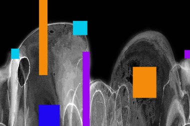 Modern tasarım çizimi. Çizgi ve renk bloğu geometrik şekiller. Pop sanat