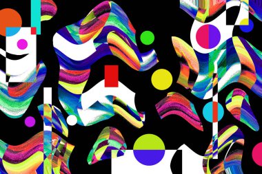 Modern tasarım çizimi. Çizgi ve renk bloğu geometrik şekiller. Pop sanat