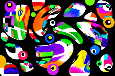 Modern tasarım çizimi. Çizgi ve renk bloğu geometrik şekiller. Pop sanat