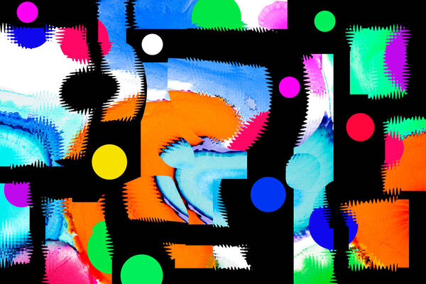 Modern design illustration. Line and color block geometric figures. Pop art