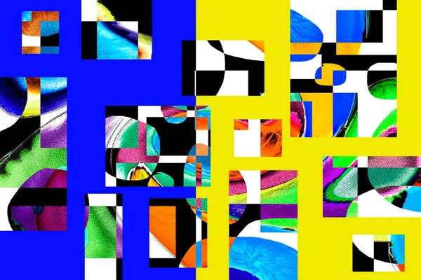 Modern tasarım çizimi. Çizgi ve renk bloğu geometrik şekiller. Pop sanat