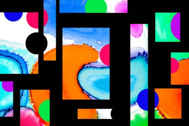 Modern tasarım çizimi. Çizgi ve renk bloğu geometrik şekiller. Pop sanat