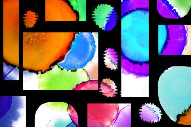 Modern tasarım çizimi. Çizgi ve renk bloğu geometrik şekiller. Pop sanat