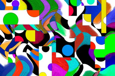 Modern tasarım çizimi. Çizgi ve renk bloğu geometrik şekiller. Pop sanat