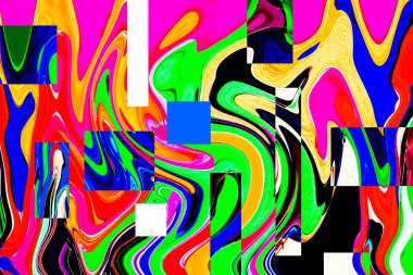 Modern tasarım çizimi. Çizgi ve renk bloğu geometrik şekiller. Pop sanat