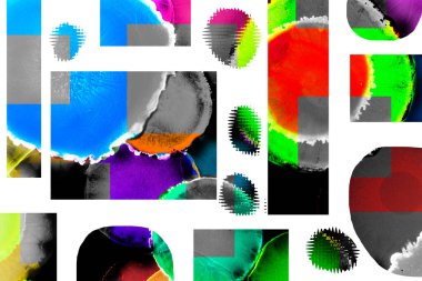 Modern tasarım çizimi. Çizgi ve renk bloğu geometrik şekiller. Pop sanat