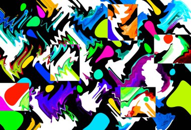 Modern tasarım çizimi. Çizgi ve renk bloğu geometrik şekiller. Pop sanat