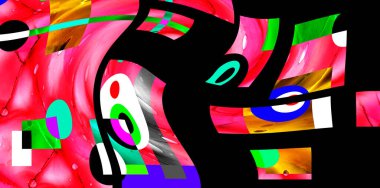 Modern tasarım çizimi. Çizgi ve renk bloğu geometrik şekiller. Pop sanat