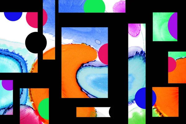 Modern tasarım çizimi. Çizgi ve renk bloğu geometrik şekiller. Pop sanat