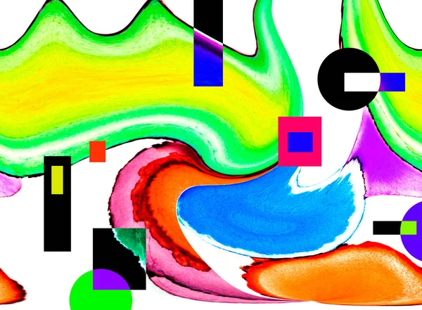 Modern tasarım çizimi. Çizgi ve renk bloğu geometrik şekiller. Pop sanat