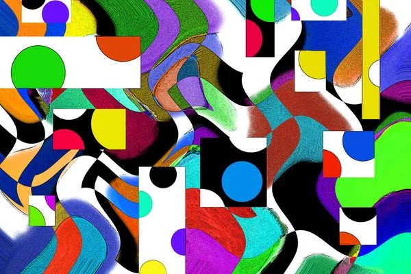 Modern tasarım çizimi. Çizgi ve renk bloğu geometrik şekiller. Pop sanat