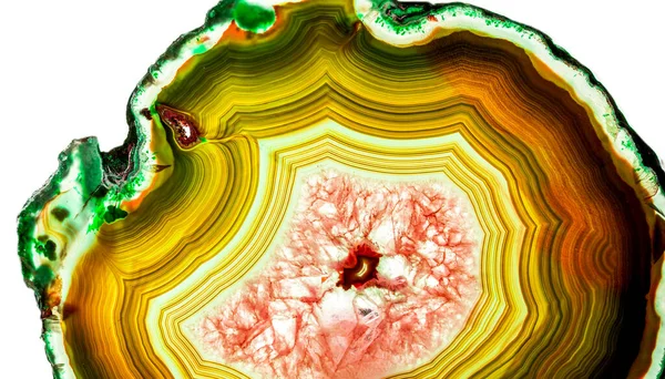 Kristal enine kesit arkaplanı. Doğal saydam agat kristal yüzey dilimi. Madenin makro yakın çekimi, soyut yapı