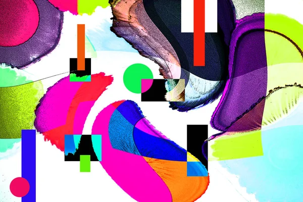 Modern soyut resim. Renkli akıcı sanat resimleri. Geometrik arkaplan.