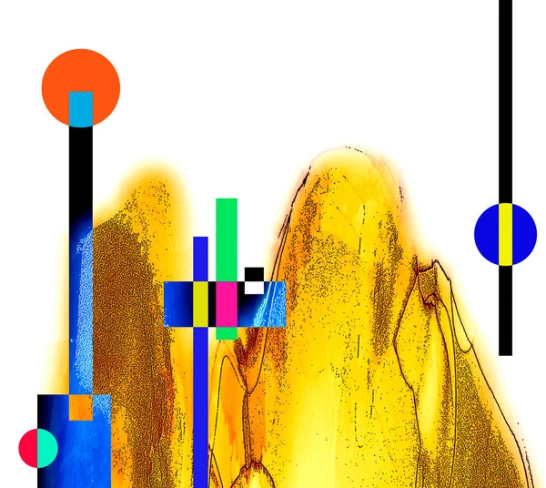 Modern tasarım çizimi. Çizgi ve renk bloğu geometrik şekiller. Pop sanat