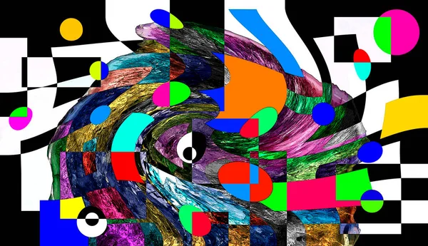 Modern tasarım çizimi. Çizgi ve renk bloğu geometrik şekiller. Pop sanat