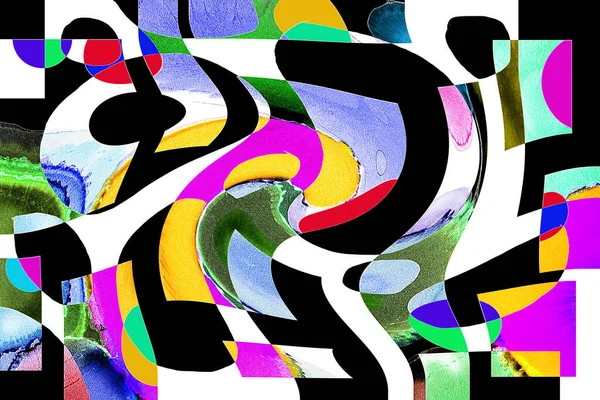 Modern tasarım çizimi. Çizgi ve renk bloğu geometrik şekiller. Pop sanat