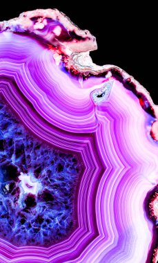 Kristal enine kesit arkaplanı. Doğal saydam agat kristal yüzey dilimi. Madenin makro yakın çekimi, soyut yapı