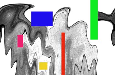 Modern tasarım çizimi. Çizgi ve renk bloğu geometrik şekiller. Pop sanat