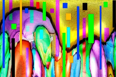 Modern tasarım çizimi. Çizgi ve renk bloğu geometrik şekiller. Pop sanat