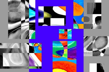 Modern tasarım çizimi. Çizgi ve renk bloğu geometrik şekiller. Pop sanat