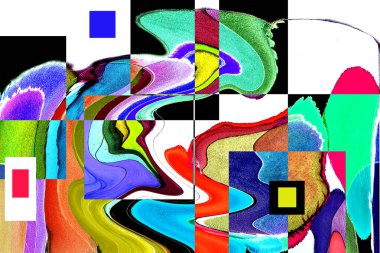 Modern tasarım çizimi. Çizgi ve renk bloğu geometrik şekiller. Pop sanat