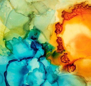 Alkol mürekkebiyle sunulan yüksek kaliteli soyut resim tasarımcıya modern bir sanat arkaplanı sunuyor..