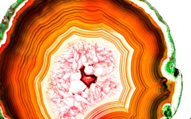 Kristal enine kesit arkaplanı. Doğal saydam agat kristal yüzey dilimi. Madenin makro yakın çekimi, soyut yapı