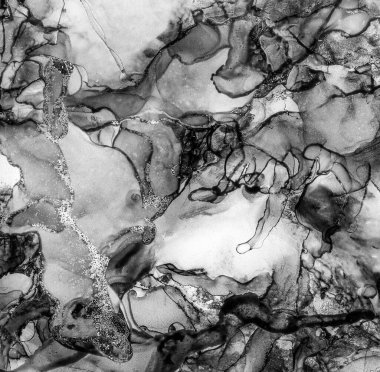 Alkol mürekkebinin sunduğu yüksek kaliteli akış sanatı tasarımcıya modern bir soyut arkaplan sağlar..