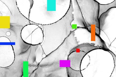 Alkol mürekkebinin sunduğu yüksek kaliteli akış sanatı tasarımcıya modern bir soyut arkaplan sağlar..