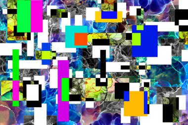 Modern tasarım çizimi. Çizgi ve renk bloğu geometrik şekiller. Pop sanat