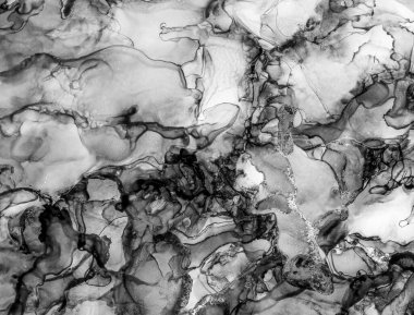 Alkol mürekkebinin sunduğu yüksek kaliteli akış sanatı tasarımcıya modern bir soyut arkaplan sağlar..