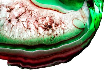 Kristal enine kesit arkaplanı. Doğal saydam agat kristal yüzey dilimi. Madenin makro yakın çekimi, soyut yapı