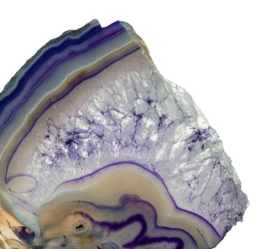 Kristal enine kesit arkaplanı. Doğal saydam agat kristal yüzey dilimi. Madenin makro yakın çekimi, soyut yapı