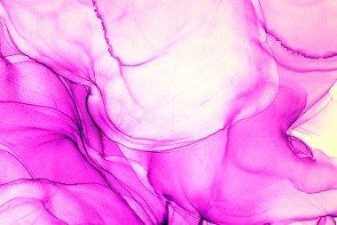 Alkol mürekkebinden yapılmış doğal akışkan sanat tablosu. Yumuşak, rüya gibi renkler. Aurora oluştur. Şeffaf dalgalı hatları ateşle.