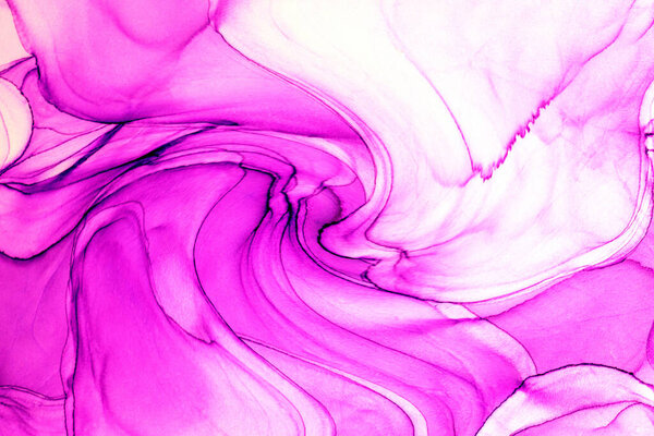 Natural abstract fluid art painting rendered in alcohol ink. Soft dreamy colors. Create aurora. Fire transparent wavy lines.