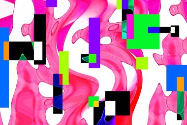 Alkol mürekkebi teknikli doğal akışkan resim. Yumuşak rüya renkleri şeffaf dalgalı çizgiler oluşturur.