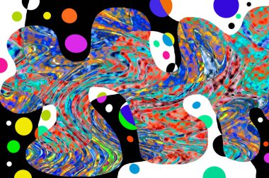 Elle çizilmiş dokuları olan yaratıcı, pürüzsüz desen. Soyut arkaplan. Puantiyeli desen. komik çizimler, noktalar, neşe, parti, çocuksu, renkli