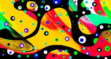 Elle çizilmiş dokuları olan yaratıcı, pürüzsüz desen. Soyut arkaplan. Puantiyeli desen. komik çizimler, noktalar, neşe, parti, çocuksu, renkli