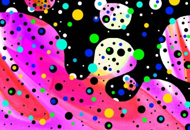 Elle çizilmiş dokuları olan yaratıcı, pürüzsüz desen. Soyut arkaplan. Puantiyeli desen. komik çizimler, noktalar, neşe, parti, çocuksu, renkli