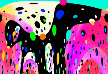 Elle çizilmiş dokuları olan yaratıcı, pürüzsüz desen. Soyut arkaplan. Puantiyeli desen. komik çizimler, noktalar, neşe, parti, çocuksu, renkli