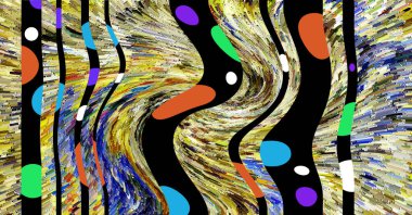 Dalgalı çizgiler. Soyut çizgiler. Doku arka planı. düzensiz desen. Şık modern. Pop sanat. Nokta etkisi. Ritmik gürültü parçacıkları. Paket için desen. Renkli vuruşlu duvar kağıdı.