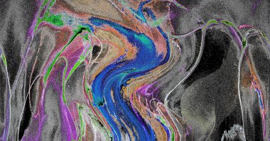 Dalgalı çizgiler. Soyut çizgiler. Doku arka planı. düzensiz desen. Şık modern. Pop sanat. Nokta etkisi. Ritmik gürültü parçacıkları. Paket için desen. Renkli vuruşlu duvar kağıdı.